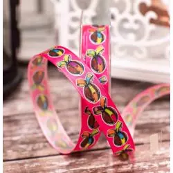 16mm wide pink Easter egg Ribbon with wired edge