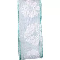 40mm x 20m Mint Green wired floral ribbon