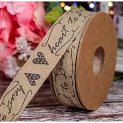 25mm Heart To Heart Ribbon In Dark Grey