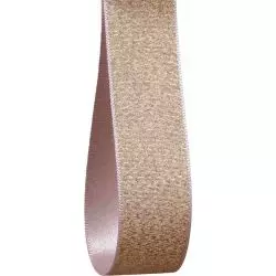 25mm Pale Pink & Gold Metallic Ribbon