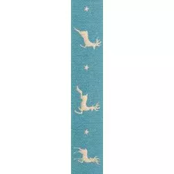 15mm Reindeer Flight Christmas Ribbon In Petrol
