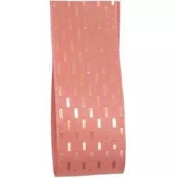 Rose Gold Taffeta Ribbon With Gold Stitching