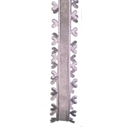 15mm sheer with silver out out heart edging