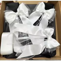 Wedding car package, 3 handmade double bows with tails  & double satin ribbon for decorating the car with