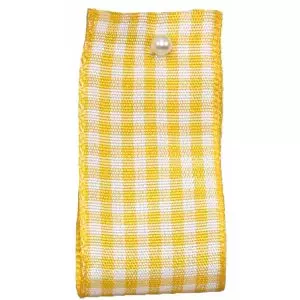 Gingham Ribbon By Berisfords in Gold (Colour 37):  available in 5mm, 10mm, 15mm, & 25mm widths