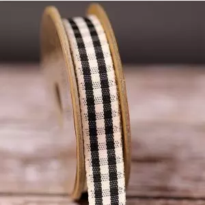 Rustic Gingham Ribbon in Black 15mm x 4m