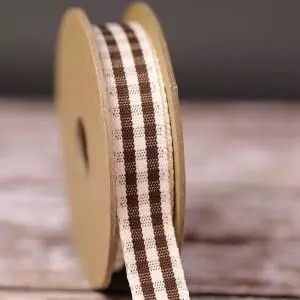 Rustic Gingham Ribbon in Brown 15mm x 4m