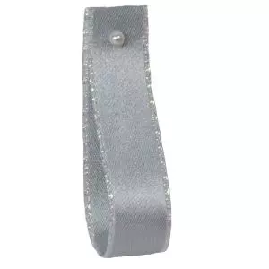 15mm Satin ribbon in silver with iridescent edging