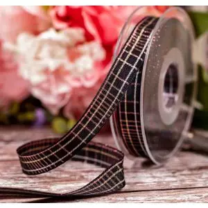 15mm Lurex Plaid Ribbon