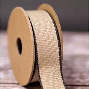Hopsack Ribbon in Black - 15mm x 15m