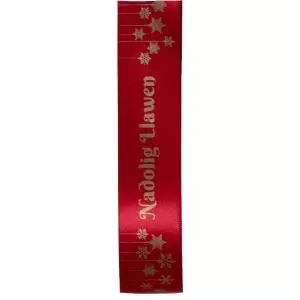 25mm Red & Gold Nadolig Llawen Ribbon