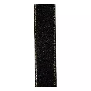 Black Satin Ribbon With Silver Edging 15mm x 20m