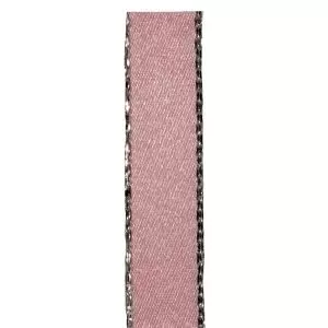 Pink Satin Ribbon With Silver Edging 7mm x 20m