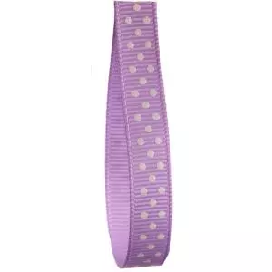 9mm Lilac Grosgrain Ribbon With Cream Micro Dot
