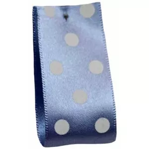 15mm x 25mm Widths - Cornflower Blue Polka Dot Ribbon By Berisfords