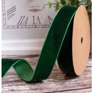 Bottle Green Velvet Ribbon In A Wide Range Of Widths