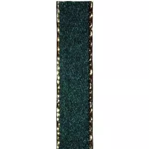 Metallic Gold Edged Forest Green Ribbon in 3mm, 7mm,15mm, 25mm widths