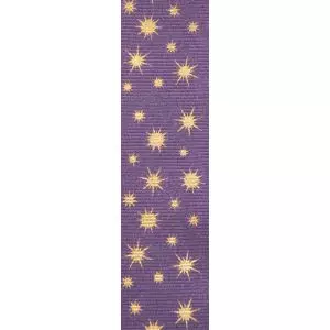 25mm Mulberry Christmas Glisten Star Ribbon 
