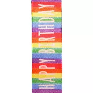 Happy Birthday Stripe Ribbon 25mm x 20m
