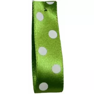 15mm & 25mm Widths - Meadow Green Polka Dot Ribbon By Berisfords