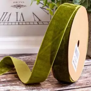 Moss Green Velvet Ribbon In A Choice Of Widths