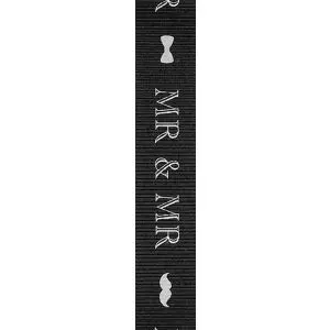 16mm Black Grosgrain Mr & Mr Ribbon By Berisfords