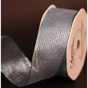 63mm Turquoise metallic mesh style ribbon with wired edge