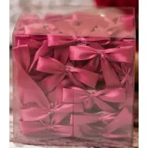 100 pre made satin ribbon bows with self adhesive pads