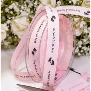 15mm Tiny Hands and tiny feet ribbon by Berisfords Ribbons