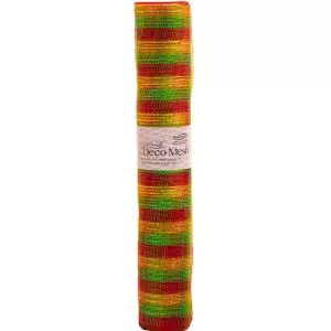 Red green & gold deco mesh