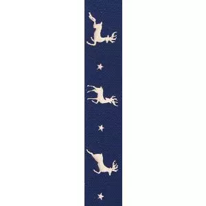 15mm Navy Blue Reindeer Flight Ribbon