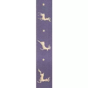 15mm Reindeer Flight Christmas Ribbon In Mulberry Purple