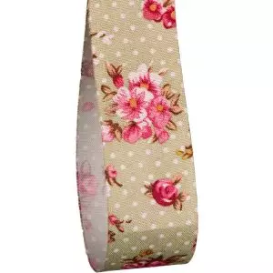Vintage Rose Cotton Ribbon 25mm x 20m - Green