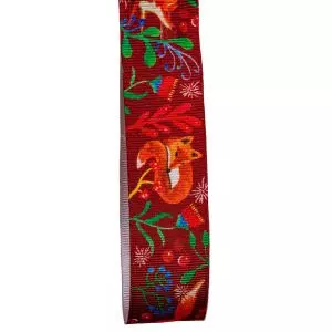 Fox Design Ribbon In Burgundy