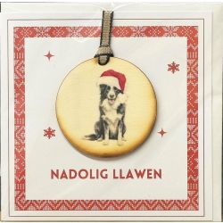 Welsh Language Christmas Card with Collie Plaque
