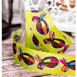 40mm x 20m green Easter egg ribbon with wired edge