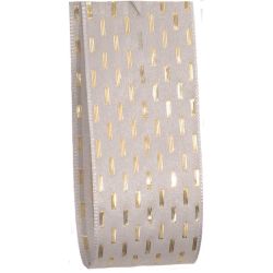 Bridal White Taffeta Ribbon With Gold Stitching
