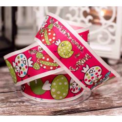 40mm x 20m Pink Easter Chick Ribbon