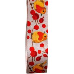Silver Ribbon With Christmas Robin Design