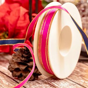 Dual coloured gold edged satin ribbon