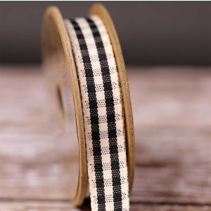 Rustic Gingham Ribbon in Black 15mm x 4m