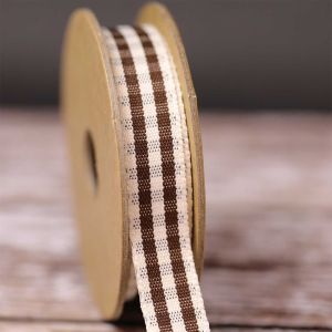 Rustic Gingham Ribbon in Brown 15mm x 4m