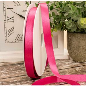 15mm x 50m Bulk Reel Of Berisfords Double Satin Ribbon In Fuchsia