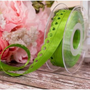 22mm Meadow green lace heart satin ribbon