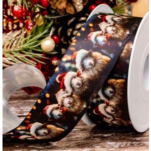 38mm Santas Flock Ribbon - Satin