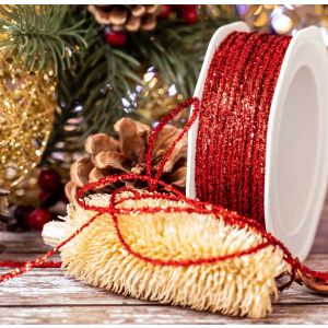 3mm red Christmas glitter ribbon