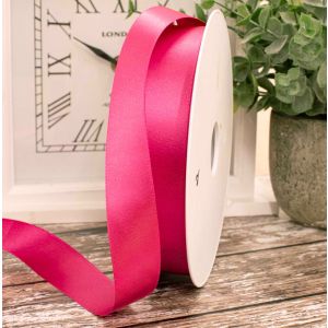25mm x 50m Bulk Reel Of Double Satin Ribbon By Berisfords in Fuchsia