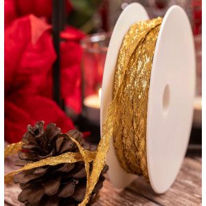 7mm gold figure of eight lame ribbon