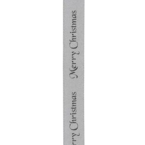 10mm merry Christmas Silver Ribbon By Berisfords Ribbons