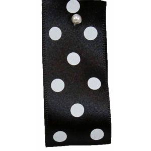25mm Black Polka Dot Ribbon